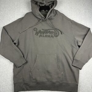 Western Aloha Hoodie Mens 2XL Gray Embroidered Rope Fleece Pullover Charcoal NWT